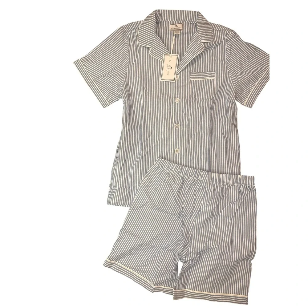 Petite Plume Boys French Blue Seersucker Short Pajama Set Size 12 SSSBSS112